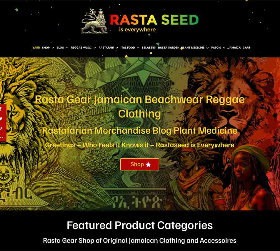 Rastaseed.com Rasta clothing Reggae merchandise and Jamaican beachwear.