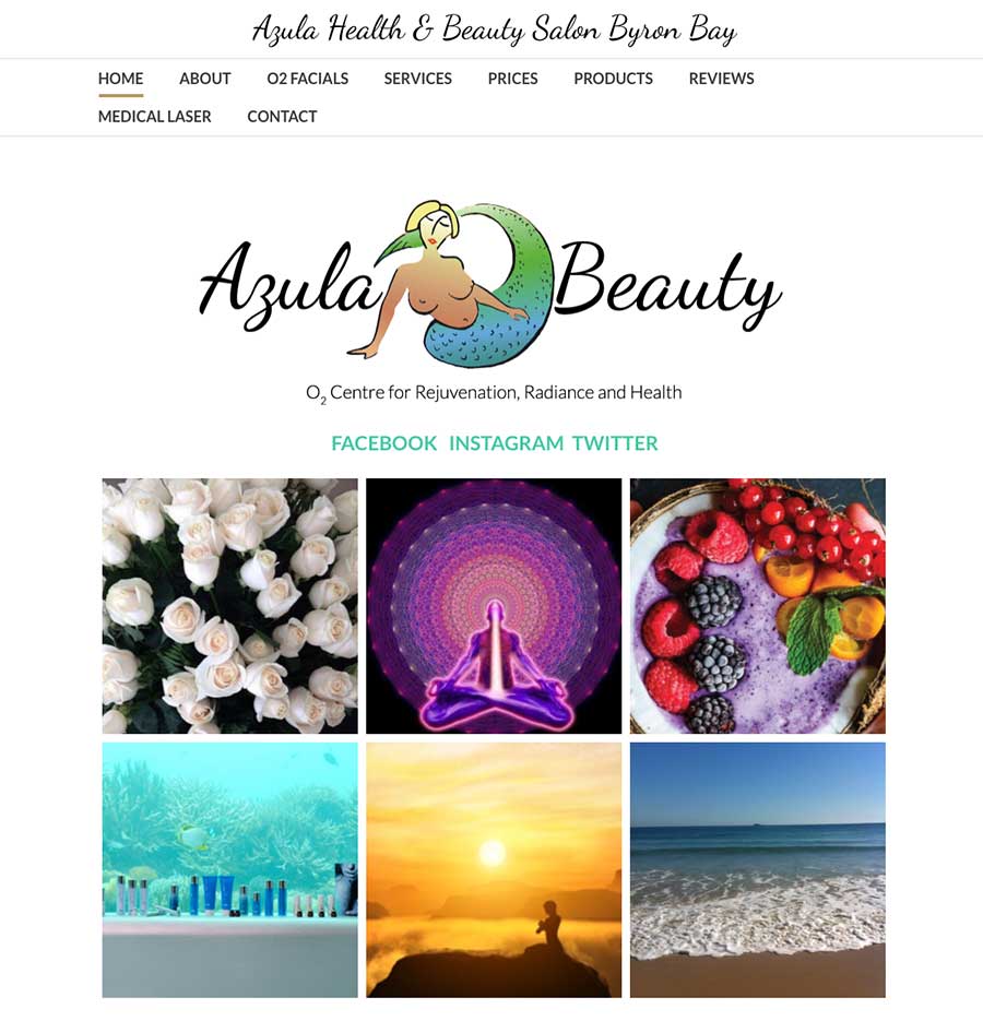 Azula Beauty Salon Byron Bay Web development Graphic Design Loretta Faulkner Wordpressit