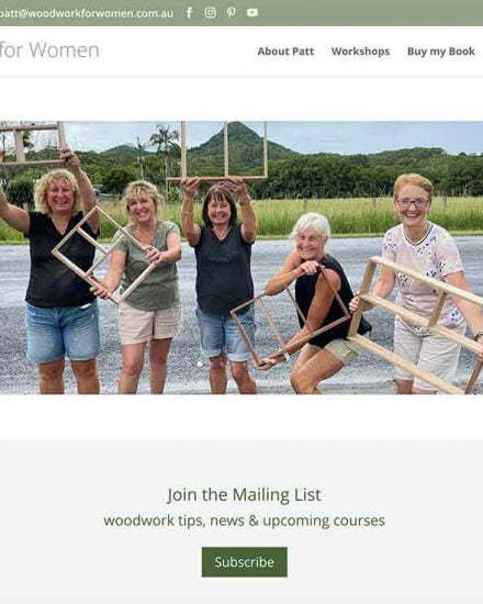Woodwork for Women Website development, online booking system and ecommerce shop by Wordpressit Web Development Northern Rivers.